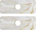Kitchen Sink Splash Guard Sink Faucet Mat Faucet Handle Drip Catcher Drain Mats for Kitchen Bathroom Countertop Absorbent Dish Drying Mat Pad 2pack 30x5.4Inch White Marble Texture