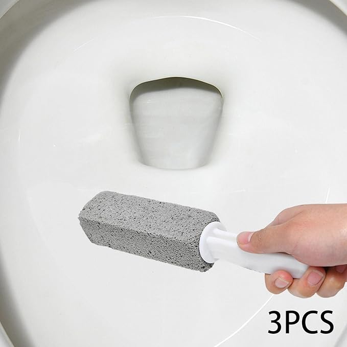 Pumice Toilet Brush, Hard Watermark Remover Cleaning Stone, Suitable for Tile Grout Rust Grill Toilet Bowls (3pcs)