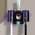 Toothbrush Holders for Bathrooms,Rechargeable Cordless Wall Mounted Tooth Brushing Holder,Electric Toothbrush Holder with 2 Cups,4 Toothbrush Slots,Toothpaste Dispenser (Black)