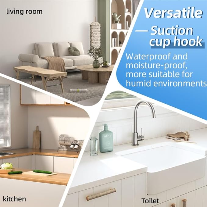 YEYSXSY Luxe Hold No Drill Hooks Stainless Steel Waterproof Suction Cup Hooks Towel Bath Robe Hooks for Bathrooms Black 4 PCS