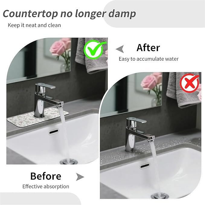 Faucet Draining Mat For Kitchen Sink, Vintage Watercolor Birds Diatom Mud Absorbent Drain Pad For Bathroom Kitchen Sink Splash Guard Drying Mat