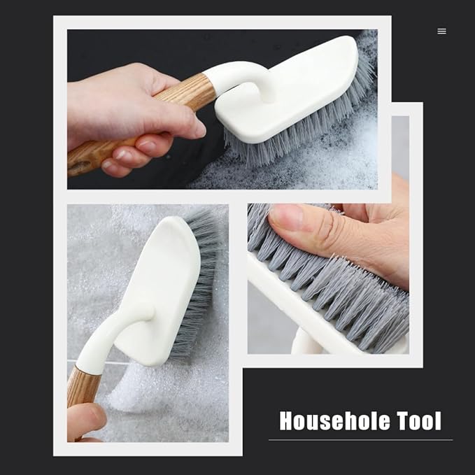 Hard Bristle Toilet Cleaning Brush with Wood Handle Bathroom Scrub Brush for Floor Tile and Grout Cleaning for Toilet and Bathtub Use