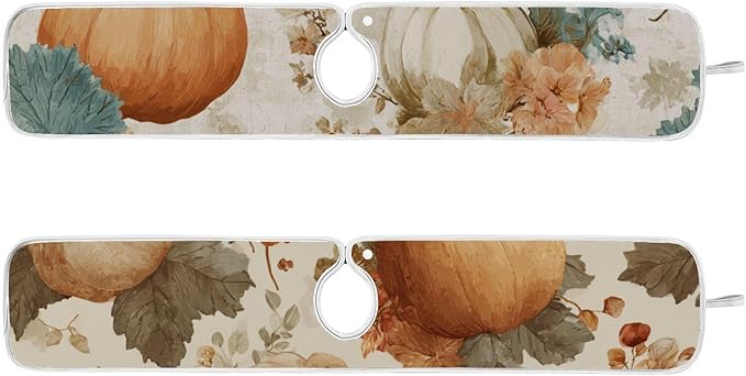 Sink Faucet Absorbing Mat Kitchen Sink Splash Guard Splash Faucet Drip Catcher for Bar RV Bathroom 2PCS 23.6x5.5in Orange Thanksgiving Vintage Pumpkin