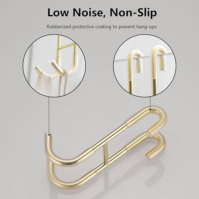 Shower Door Hooks (4-Pack), 304 Stainless Steel Towel Hooks Over Door Hooks for Bathroom, Drilling-Free Hanger Brushed Gold Shower Hooks