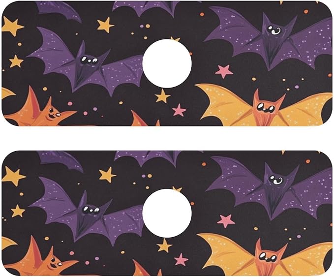 Colored Halloween Bats and Stars Kitchen Sink Splash Guard Faucet Mat Diatomite Absorbent Pad for Bathroom RV 14.7x5.4in 1PCS water