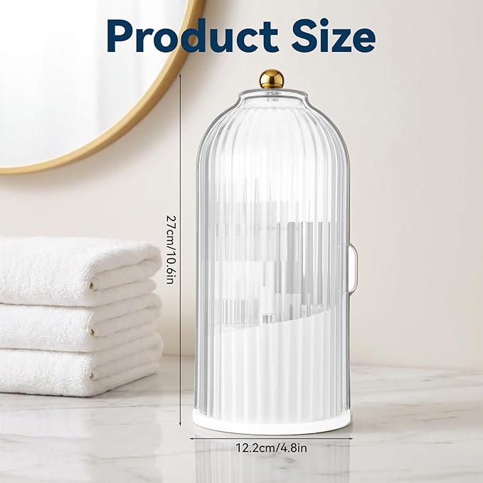 Covered Toothbrush Holder, Rotating Toothbrush Holder 3 Slots Sliding Lid Toothbrushes Organizer Dustproof Tooth Brush Holders with Cover for Organizing and Storing Bathroom Countertops-White