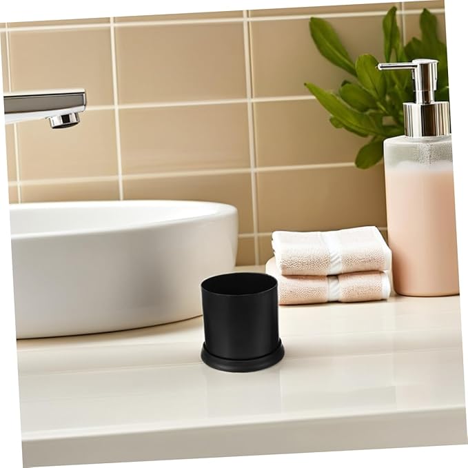 ERINGOGO 2pcs Toilet Brush Holder Black Round Plastic Design with Slip Base Bathroom Cleaning Accessories Easy to Maintain and Contemporary Look