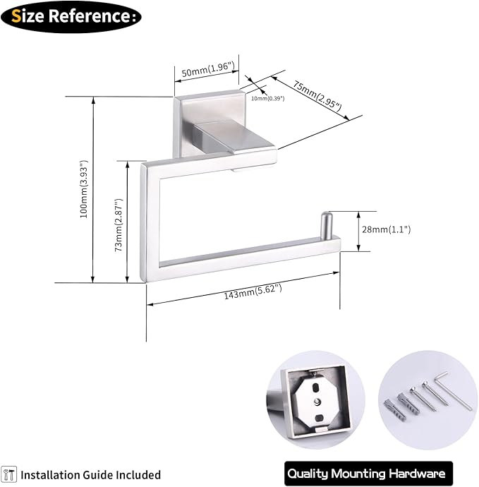 GERZ Bathroom Toilet Paper Holder SUS 304 Stainless Steel Tissue Paper Roll Holder Wall Mount, Brushed Finish JG1905-LS