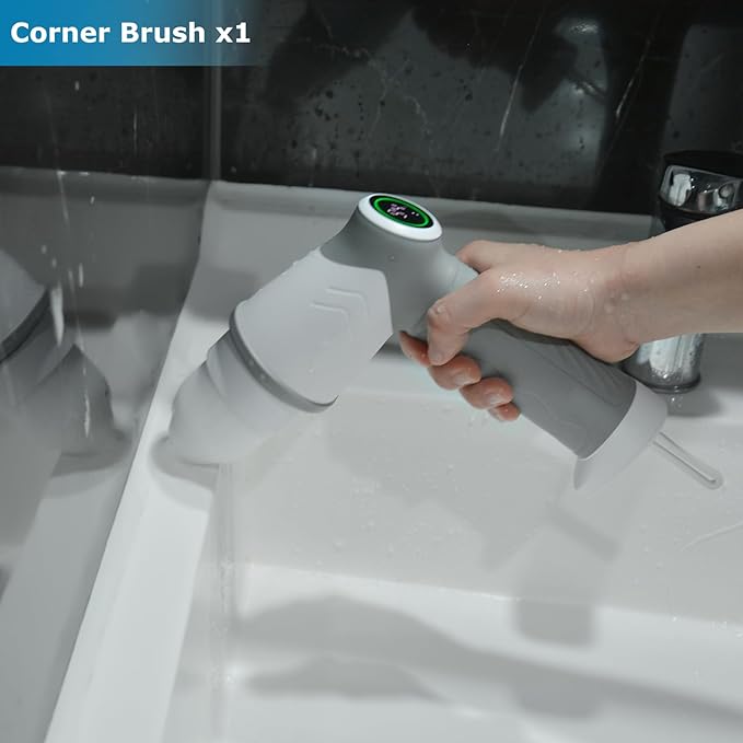 DAESUNG Electric Spin Scrubber, Cordless Power Scrubber & Electric Cleaning Brush with 7 Replaceable Heads, Dual Speed IPX7 Waterproof Handheld Cleaning Scrubber for Bathroom, Shower & Tile