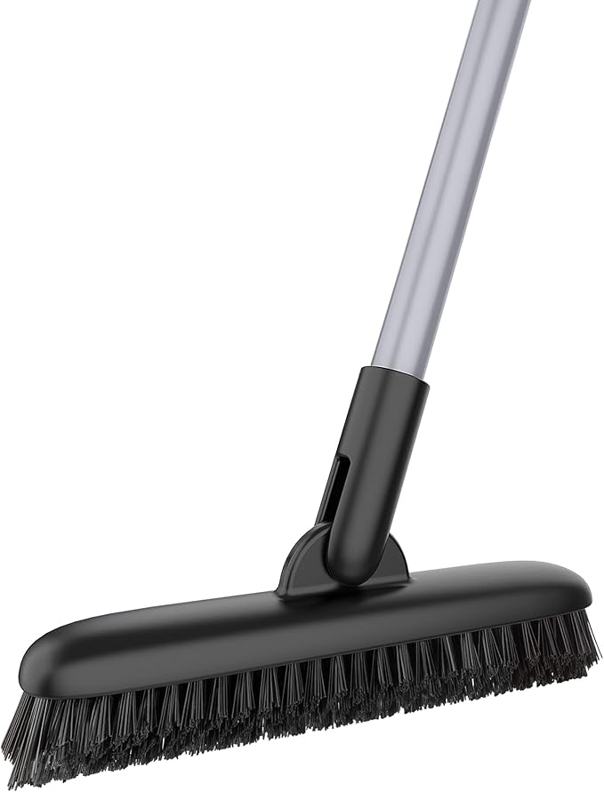 MR.SIGA Heavy Duty Grout Scrub Brush with Long Handle, Shower Floor Scrubber for Cleaning, Tile Scrub Brush with Stiff Bristles