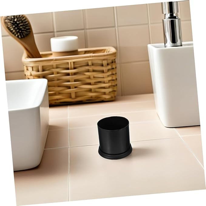 ERINGOGO 2pcs Toilet Brush Holder Black Round Plastic Design with Slip Base Bathroom Cleaning Accessories Easy to Maintain and Contemporary Look