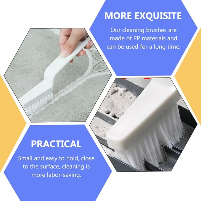 5pcs Multifunctional Kitchen Cleaning Brush Set, White Seam and Crevice Scrubbers for Window Tracks and Household Gaps, Handheld Home Cleaning Tools