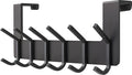 Matte Black Over The Door Hooks – Heavy Duty Stainless Steel Door Hanger with 6 Double Hooks for Hanging Towels, Coats, Robes, Hats, Bags – No Drill Over Door Towel Rack for Bathroom & Bedroom