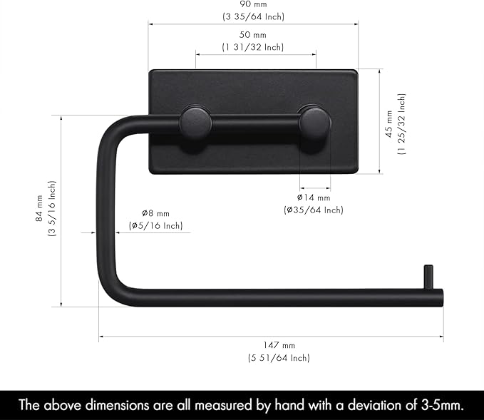 KES Toilet Paper Holder Self Adhesive Stainless Steel Tissue Towel Paper Roll Holder RUSTPROOF Matte Black, A7070-BK