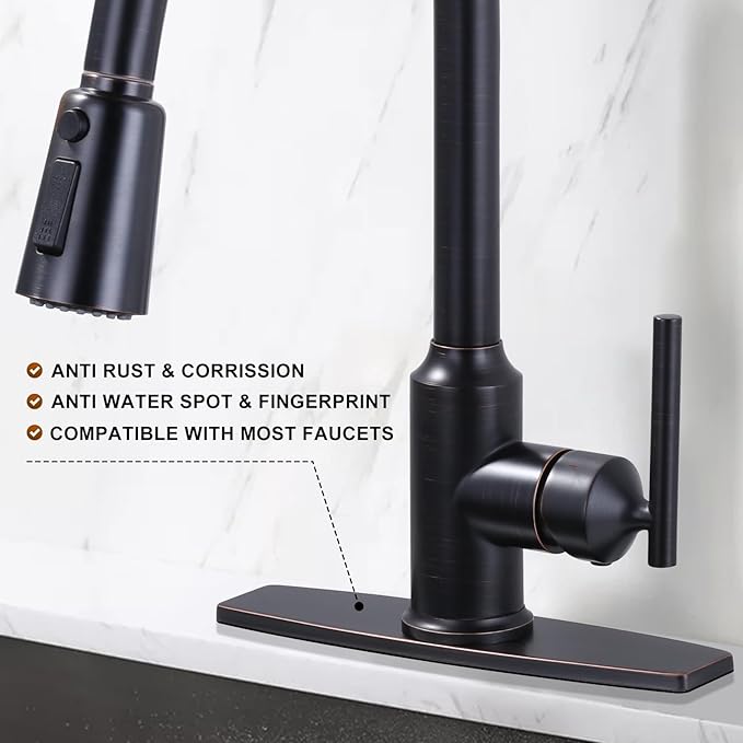 ARCORA 10.2 Inch Faucet Plate, Kitchen or Bathroom Faucet Deck Plate for 1 or 3 Hole, Stainless Steel Sink Hole Cover Escutcheon, Oil Rubbed Bronze