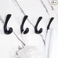 4 Pack Towel Hooks for Bathrooms Wall Mounted, Matte Black Bathroom Hooks for Towels, Robe & Towel Hook for Wall, Modern Black Bath Towel Hook