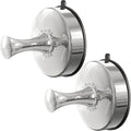 DGYB Suction Cup Hooks for Shower Set of 2 Removable Stainless Steel Towel Hook for Bathroom Glass Window Door Wall and Suction Wreath Hook for Hanging Robe, Loofah, Coat - Chrome
