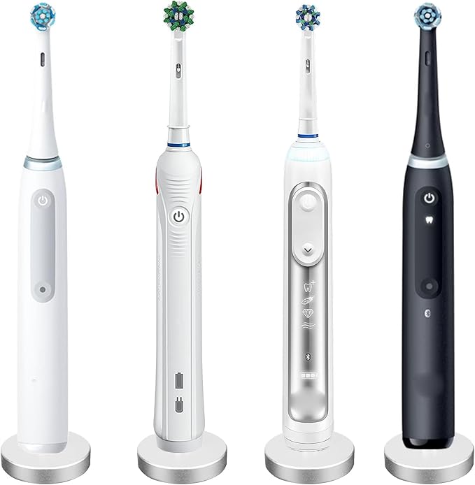 Silver Electric Toothbrush Holder for Bathroom, Stainless Steel Freestanding Brush Holder, Compatible with Oral-B iO Series 3/4/5/6, Pro 500/1000/2500/3000/5000/7000/7500, Genius 6000/8000