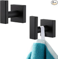 APLusee Matte Black Bath Towel Hook 2 Pack, 304 Stainless Steel Robe Hook, Wall Mounted