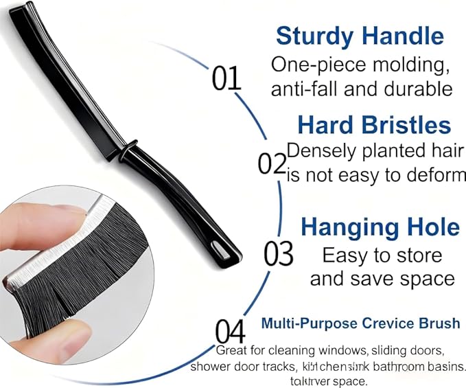 Crevice Cleaning Brush(9.2x0.8 inches),car wash Brush,Long Handle Crevice Cleaning Brush Set, Black, for Bathroom Kitchen and Tile-3pcs