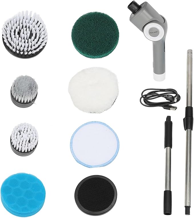 Electric Spin Scrubber 3 Speeds IPX7 Water Electric Cleaning Brush Cordless Power Shower Scrubber with 7 Brush Heads for Bathroom Kitchen