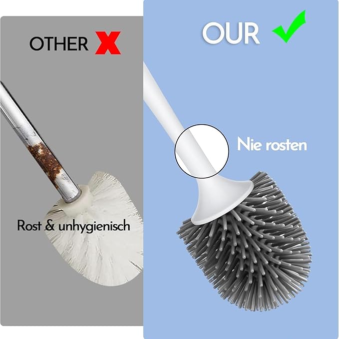 Toilet Brush and Holder Set | Toilet Scrubber,Long-Handle Ergonomic Attachment Scrubber Cleaning Tool Scrub-Resistant Bristles for Apartment Shower Bathroom RV Grout Restoration Sink Stone Floor