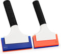 EHDIS 2PCS Double Edge Blade Small Rubber Squeegee 5-inch Handy Window Shower Squeegee Auto Water Blade for Car Windshield, Window, Mirror, Glass Door, Ice Snow Removal Scraper Tool