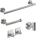 Brushed Bathroom Hardware Set, 5 Pieces Bathroom Accessories Set,Stainless Steel 16 Inch Bath Towel Bar Set Wall Mounted,Robe Towel Hooks, Toilet Paper Holder,Towel Racks for Bathroom SP-60008-2
