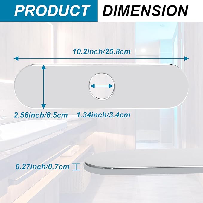 BokWin 10-Inch Faucet Deck Plate, Stainless Steel Sink Hole Cover in Chrome, Quick Installation for Single Hole Faucet to Cover Unused Holes on Kitchen or Bathroom Sink