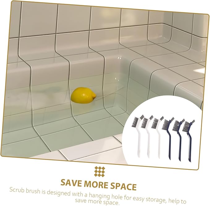 BESTYASH 6pcs Bathroom Cleaning Brush with Tough Abs Bristles for Shower Floor Tile Grout and Tight Spaces Scrub Brushes for Area Cleaning in Toilet Kitchen and Laundry