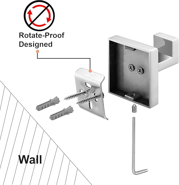 Nolimas Towel Hook Stainless Steel Bathroom Rustproof Clothes Towel Coat Hook Wall Mounted Square Toilet Kitchen, Heavy Duty Door Hanger, 1 Pack, Chrome Polished