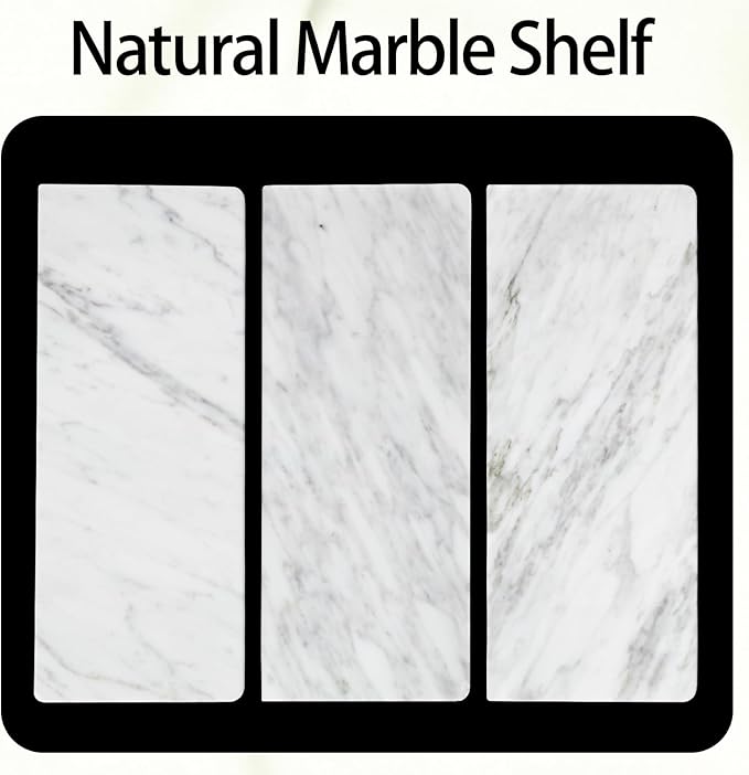 Toilet Paper Holder with Natural Marble Shelf for Bathroom Washroom,Wall Mounted Tissue Holder Suitable for Mega Roll (Brushed Nickel, Large 11.8 * 4.7)