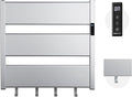 K&KALONZO Towel Warmer for Bathroom, Wall-Mounted Heated Towel Rack with Built-in Timer, Waterproof Alumnimum Electric Towel Heater, Support Plug-in and Hardwired, Sliver, H3-S