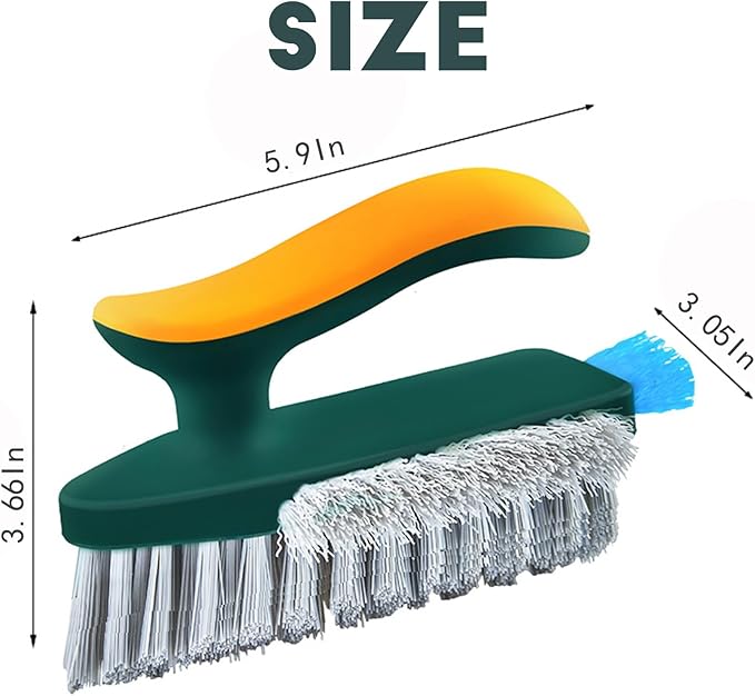 4-in-1 Grout Brush with Squeegee,Durable Bristles,Heavy-Duty Scrub Brushes for Cleaning with Stiff Bristles Cleaning Brush for Bathroom & Kitchen,Tile Floors Bathroom Wall/Corner/Window (Green)