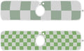2 PCS Kitchen Sink Splash Guard 23.6 Inch Faucet Mat for Kitchen Sink Bathroom Sink Faucet Absorbing Drip Drain Mat Pad Microfiber Soft Washable Checkered Green and White