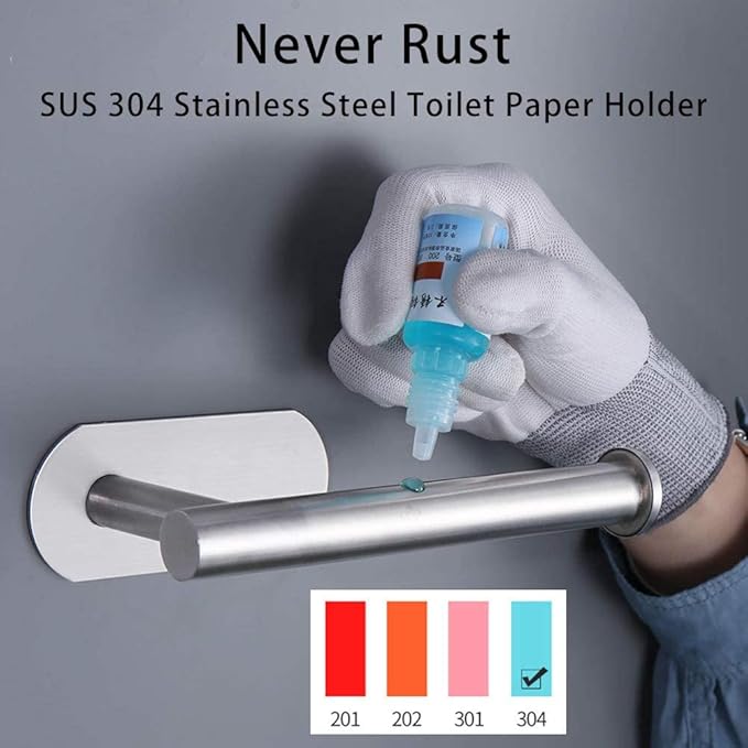 3M Toilet Paper Holder no Drilling for Bathroom and Washroom, SUS304 Stainless Steel Brushed Nickel (Silver), DG-TPA22