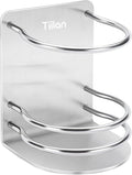 Toothbrush Holder Wall Mounted, Bathroom Storage Stand for Razor, Toothpaste - Self Adhesive, Stainless Steel, Silver