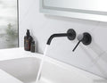 Weshi Bathroom Faucets Wall Mount Matte Black Bathroom Basin Faucet - Single Handle Vanity Tap - Curved Wall Spout Sink Faucet with Rough-in Valve