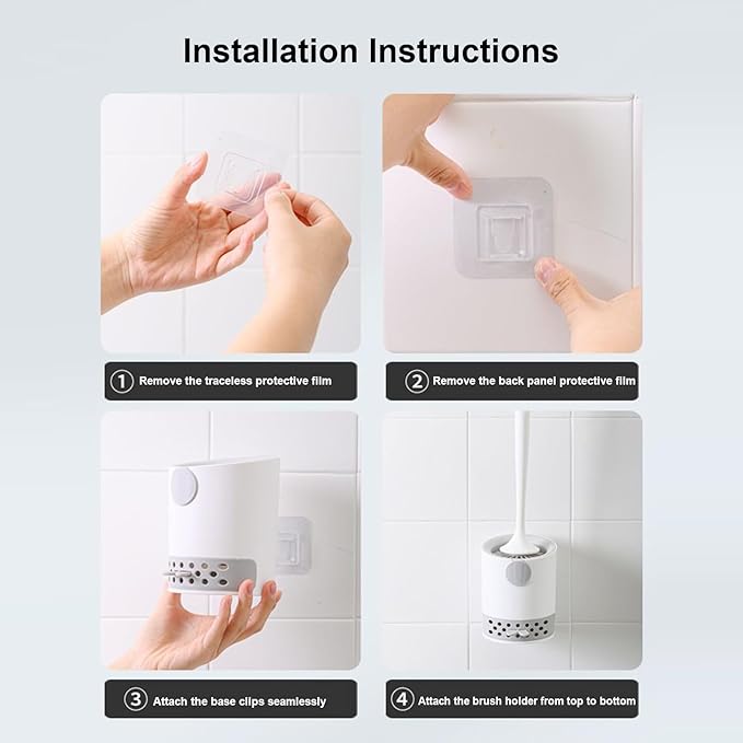 Toilet Bowl Brush and Holder | Toilet Scrubber - Long-Handle Ergonomic Attachment Scrubber Cleaning Tool Scrub-Resistant Bristles for Apartment Shower Bathroom RV Grout Restoration Sink Stone Floor
