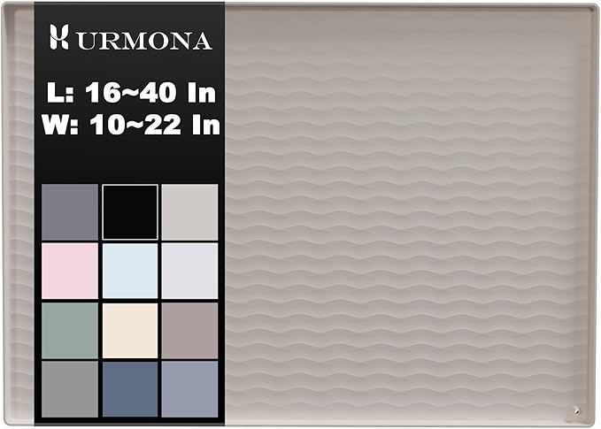 URMONA 28'' x 19'' Waterproof Silicone Under Sink Mat Cabinet and Counter Protector, Shelf Liner for Kitchen and Bathroom, Storage and Organizers, Litter Mat, Pet Cat Puppy Essentials（White Sand）