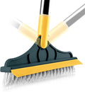 Floor Scrub Brush with Long Handle - 2 in 1 Long Handle Scrub Brush,Adjustable V-Shaped Floor Brush Scrubber, 120 Degree Triangular Rotating Brush Head Shakven