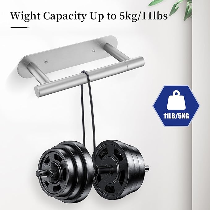 2 Pieces Brushed Nickel Toilet Paper Holder, Upgraded Commercial Toilet Paper Dispenser Toilet Roll Holder, Modern Double Base Paper Towel Holder Wall Mount for Bathroom, Kitchen