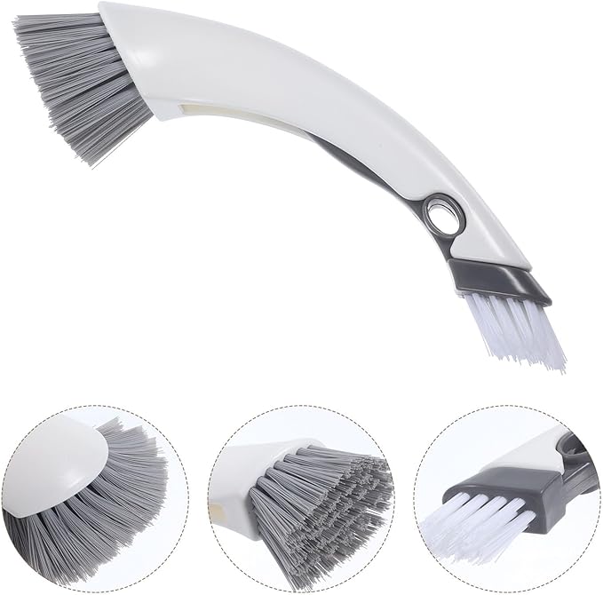 Small Cleaning Brush for Washing Machine and Bathroom Floor, Dual-Head Scrub Brush with Detachable Handle, Multi-use Home Cleaning Tool for Tight Gaps and Tile Grout Random Color