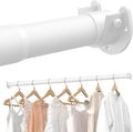 2 PACK Closet Rods for Hanging Clothes, 17 to 28 Inches Stepless Adjustable Metal Closet Rod, 1.3 Inches Heavy Duty Clothes Hanging Rod for Closet Wardrobes Laundry RV, White