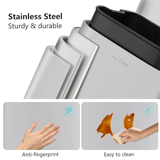 mVm 8 Gal Kitchen Trash Can, Tall Step Trash Can with Lid, Smooth Edge Garbage Bin for Home Office (Cement)
