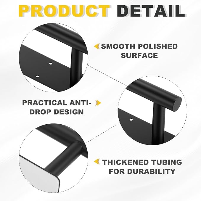 uxcell Toilet Paper Holder, Self-Adhesive 13.2" Stainless Steel Toilet Paper Roll Holder Rustproof Wall Mount Tissue Holders with Screws for Bathroom Washroom, Black