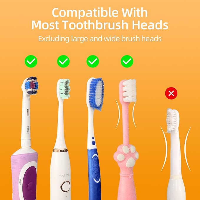 UV Toothbrush Sanitizer Holder(2 Slots, White)-Rechargeable Wall-Mount with Heated Fan Drying, LED Smart Screen, for Bathroom & Travel