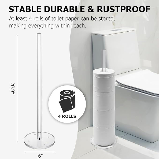 MyGift Freestanding Toilet Paper Holder Stand - Bathroom Toilet Paper Storage with Floor Standing Roll Dispenser