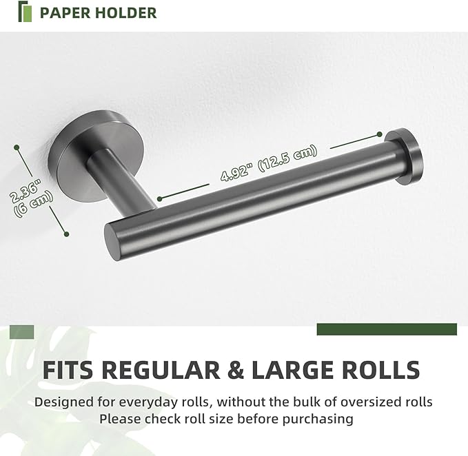 APLusee Toilet Paper Holder Gun Gray 304 Stainless Steel, Rustproof & Waterproof, Heavy-Duty Wall Mounted Holder, Space-Saving Storage for Modern Bathrooms
