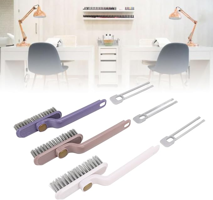 Grout Brush, 3pcs Deep Cleaning Cleaning Brush V Shaped with Clips for Shower Bathroom Kitchen Household